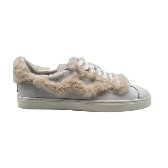 Stuart Weitzman Daryl Cozy Shearling Sneakers Women's 5.5B‎ White Leather NWOB - Picture 1 of 9